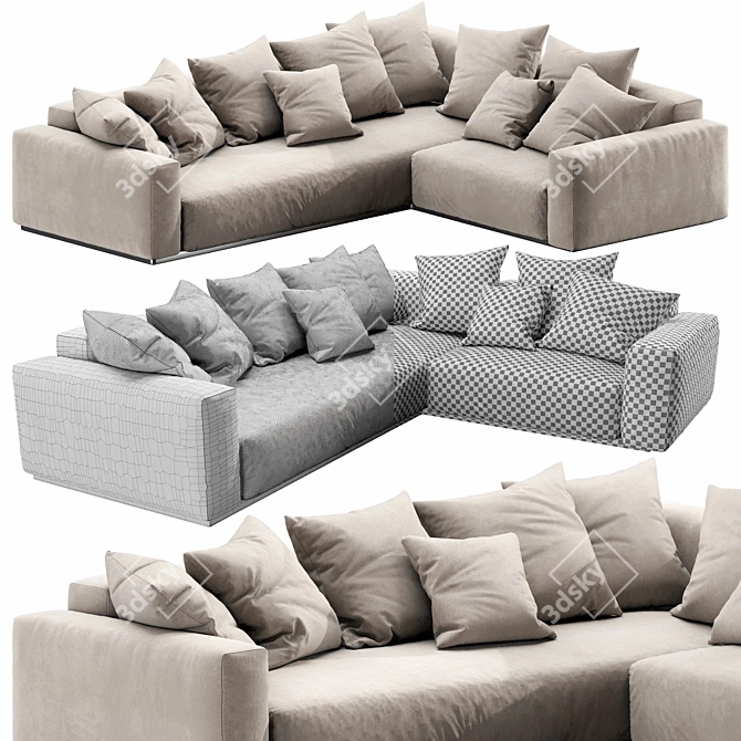 Sleek Flexform Lario Sofa 3D model image 3