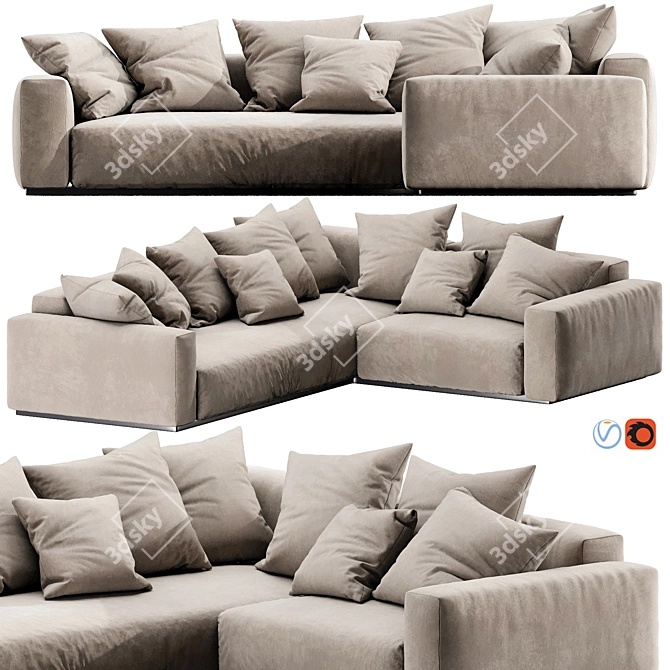 Sleek Flexform Lario Sofa 3D model image 5