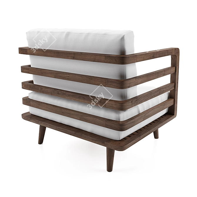 Elegant Wood Sofa 3D model image 3