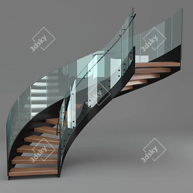 Elegant Donyavi Half Circle Stair 3D model image 1