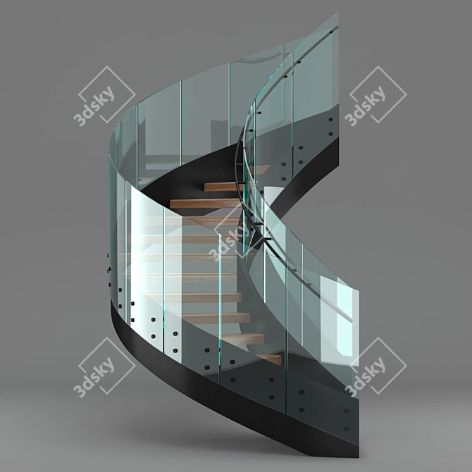 Elegant Donyavi Half Circle Stair 3D model image 3