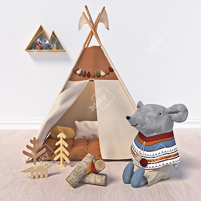 Cozy Teepee Hideaway 3D model image 1