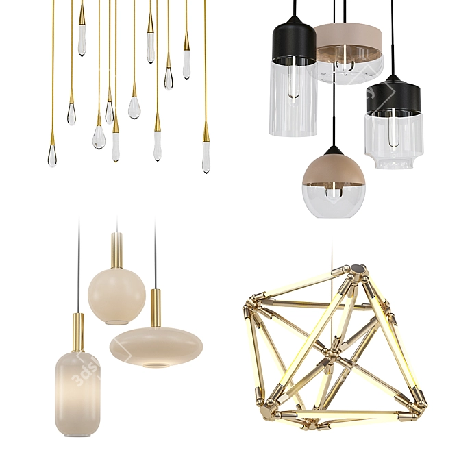 Modern Geometric Chandelier Collection 3D model image 1