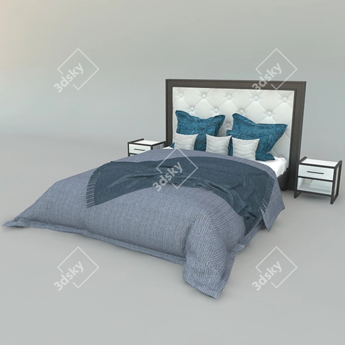 Sleek Contemporary Bed 3D model image 1