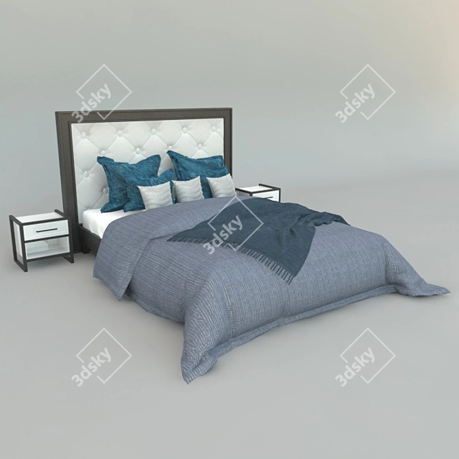 Sleek Contemporary Bed 3D model image 2