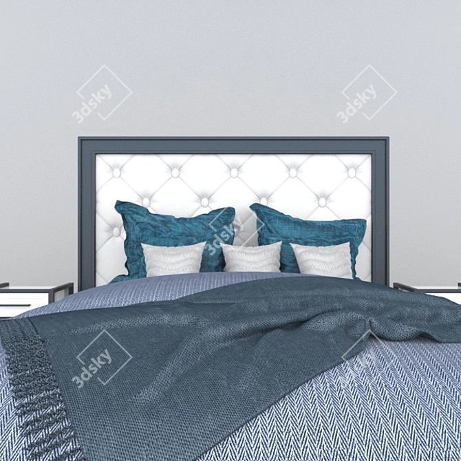 Sleek Contemporary Bed 3D model image 6