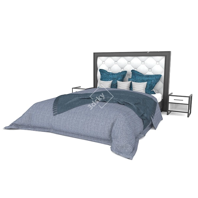 Sleek Contemporary Bed 3D model image 13