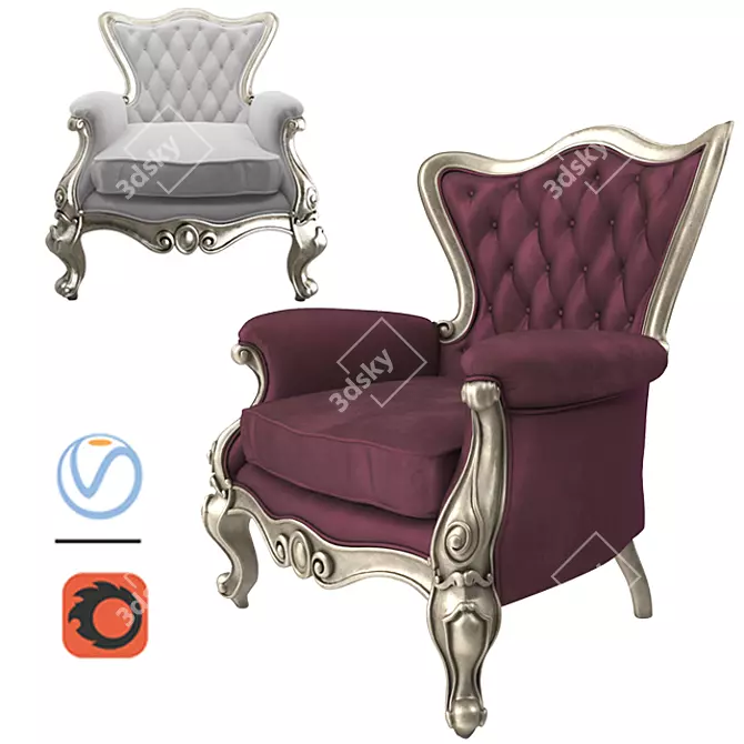 Elegant Royal Classic Armchair 3D model image 1