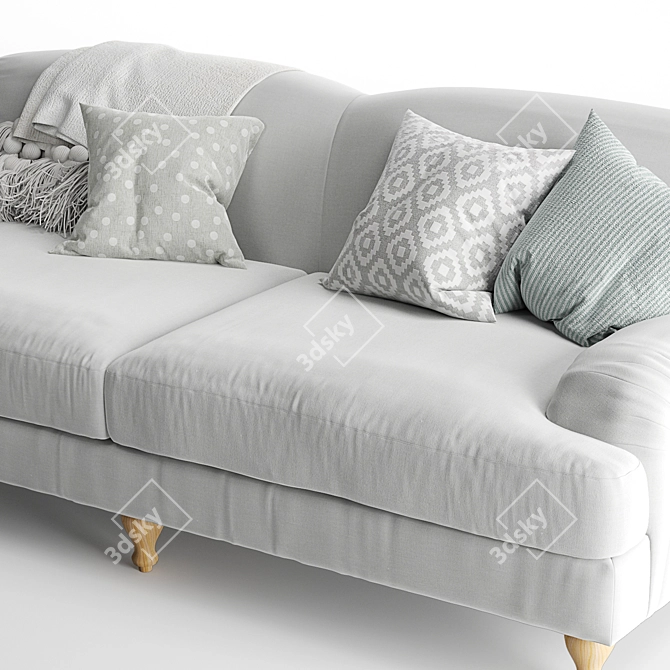 Elegant Rose Fabric Sofa 3D model image 4