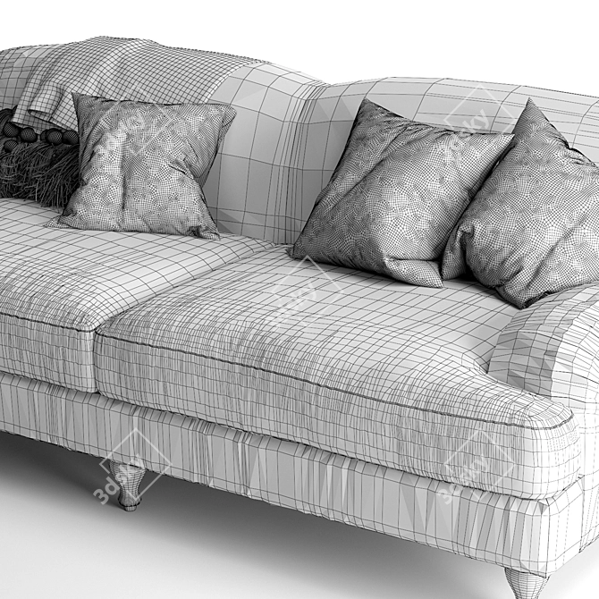 Elegant Rose Fabric Sofa 3D model image 5