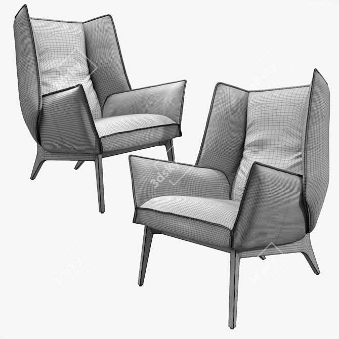 Modern Bistro Dining Armchair 3D model image 2