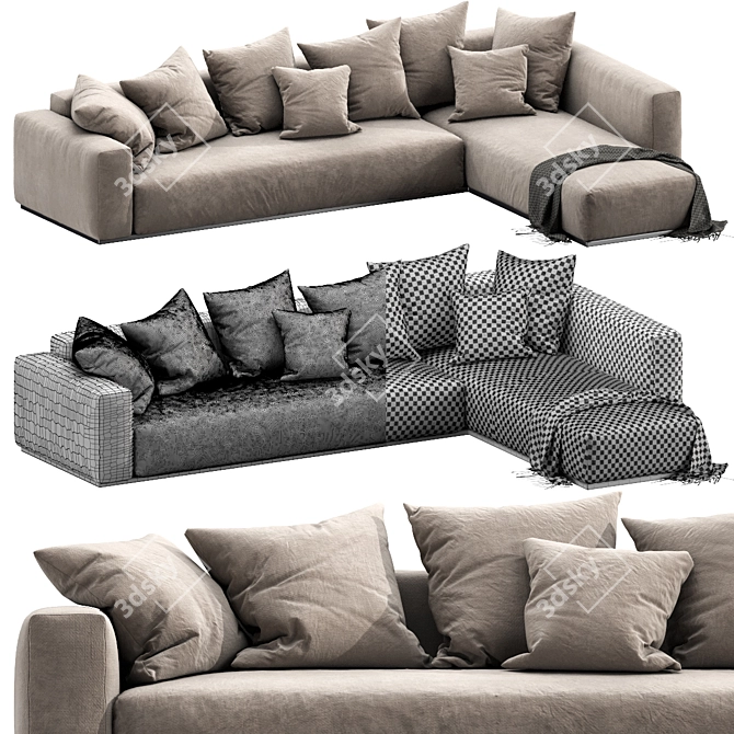 Sleek Flexform Lario Chaise Lounge 3D model image 3