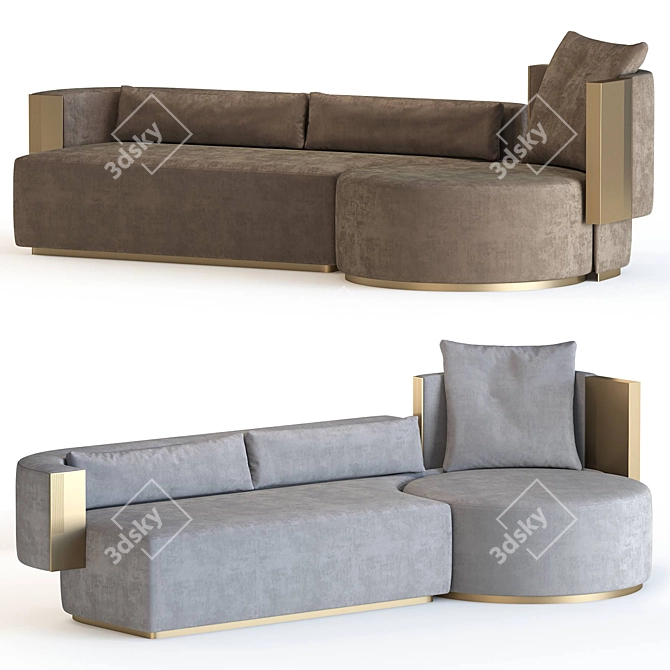 Elegant Bronze Patinated Sofa 3D model image 1