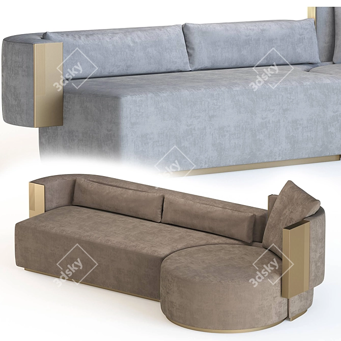 Elegant Bronze Patinated Sofa 3D model image 2