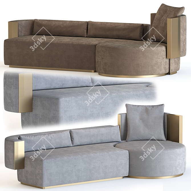 Elegant Bronze Patinated Sofa 3D model image 5