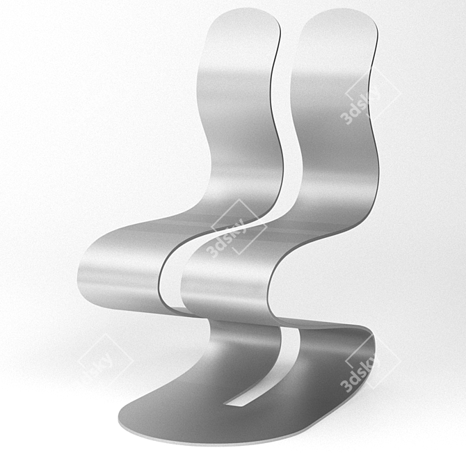 Modern Silver Table and Chair 3D model image 4