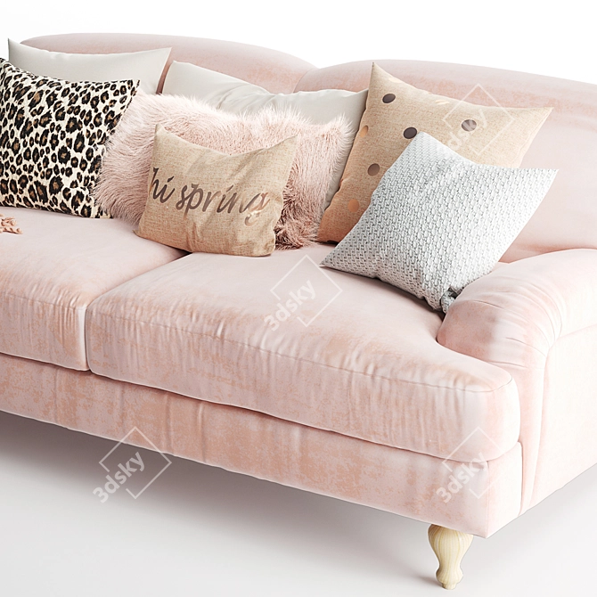 Elegant Rose 2-Seater Sofa 3D model image 3