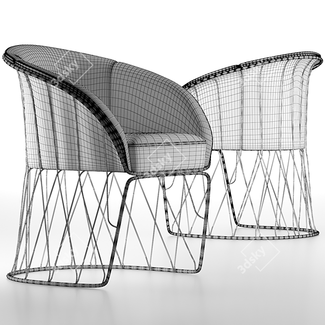 Sleek Metal Leg Armchair 3D model image 3