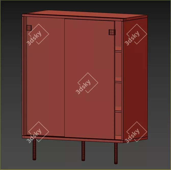 Sleek White Shoe & Storage Cabinet 3D model image 5