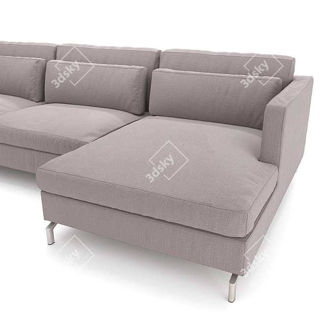 Modern Double Sofa Bed with Peninsula & Aluminum Legs 3D model image 3