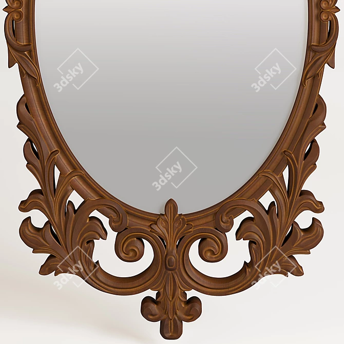 Elegant Golden Wood Mirror 3D model image 4