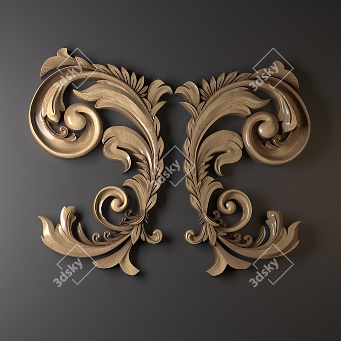 Elegant Russian Ornament 3D model image 1