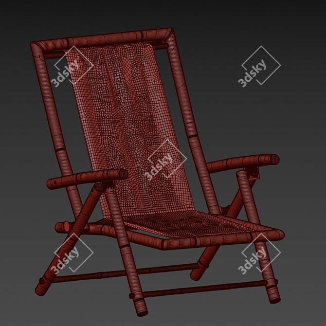 Bamboo Deck Chair: Outdoor Comfort & Style 3D model image 2