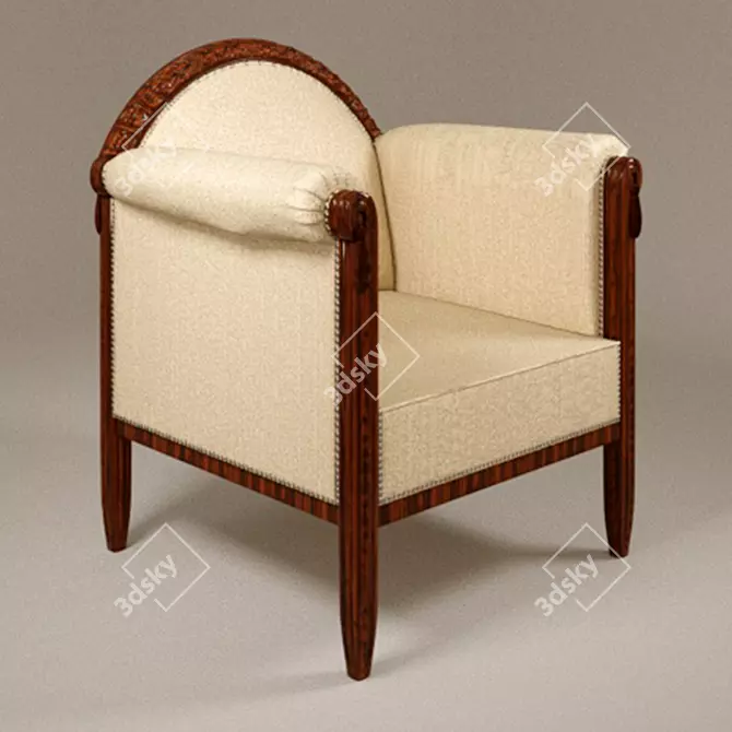 French Walnut Armchair: Paul Follot 3D model image 1