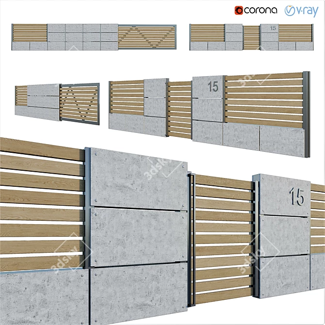 2014 Zabor Fence Unit with Corona Render 3D model image 1