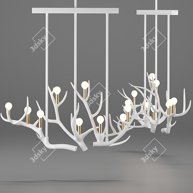 Rustic Antler Pendant Light 3D model image 1