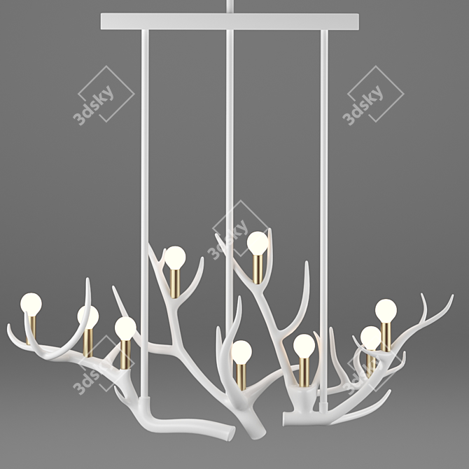 Rustic Antler Pendant Light 3D model image 2