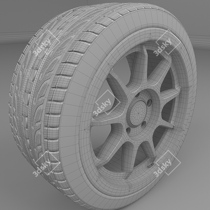 Honda Euro-R 2000 Wheel - High-Poly Model with Textures 3D model image 2