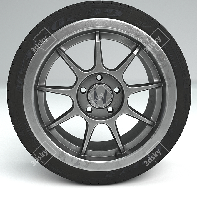 Honda Euro-R 2000 Wheel - High-Poly Model with Textures 3D model image 4