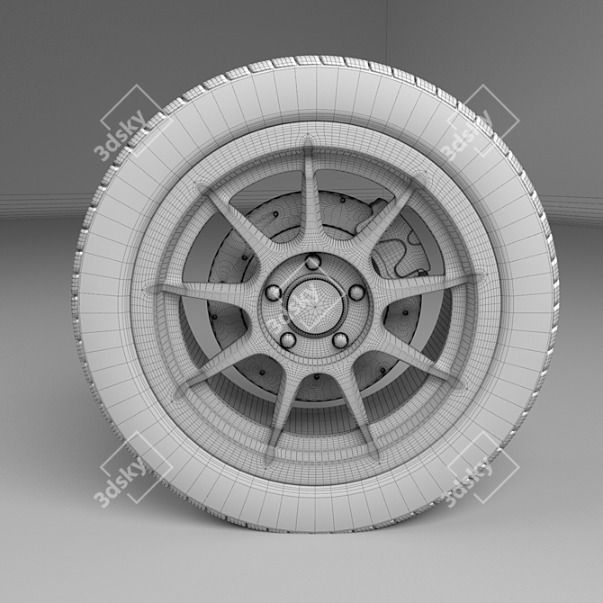 Honda Euro-R 2000 Wheel - High-Poly Model with Textures 3D model image 7