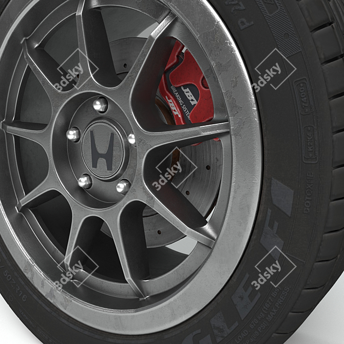 Honda Euro-R 2000 Wheel - High-Poly Model with Textures 3D model image 9