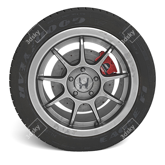 Honda Euro-R 2000 Wheel - High-Poly Model with Textures 3D model image 12