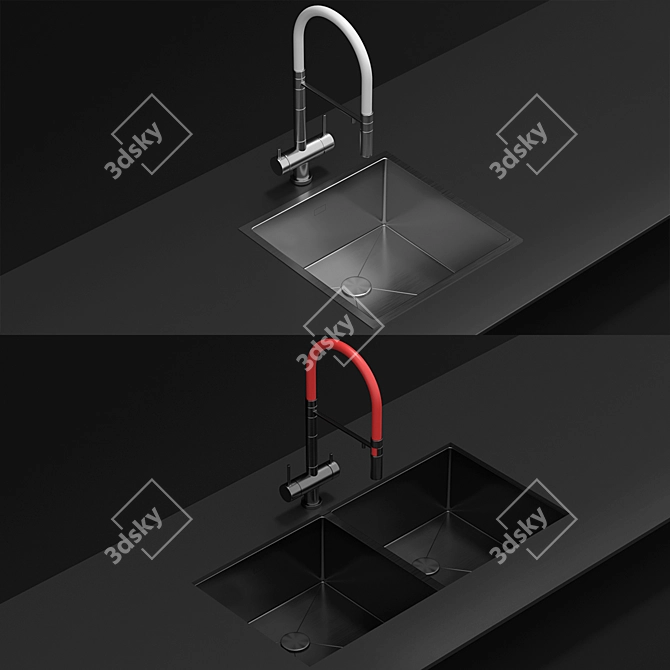 Omoikiri Kanto TAKI Stainless Steel Sink 3D model image 1