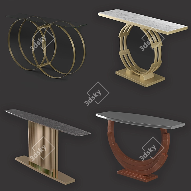 Modern Gold & Bronze Console Tables 3D model image 1