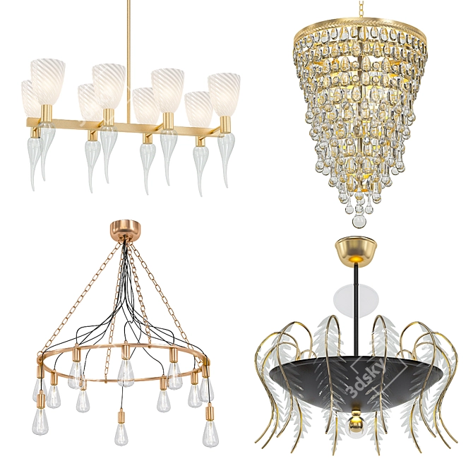 Modern Chandelier Collection: Set of 30 3D model image 1