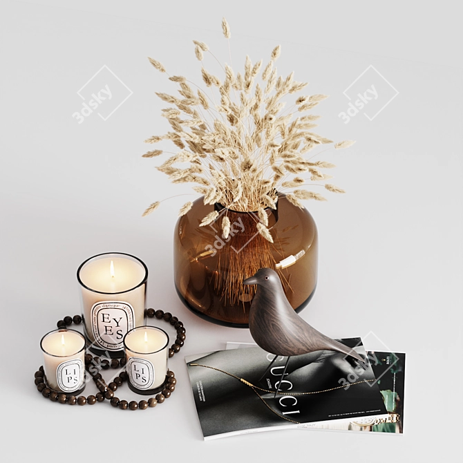 Elegant Pampas Decor Set 3D model image 4