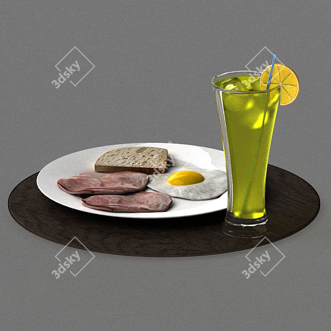 Breakfast Egg & Juice Combo 3D model image 2