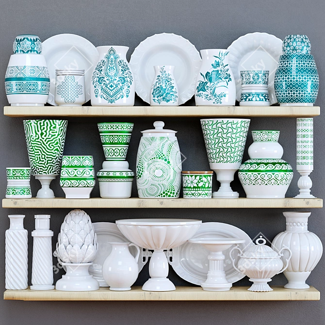 3D Tableware Shelf - High Poly 3D model image 1