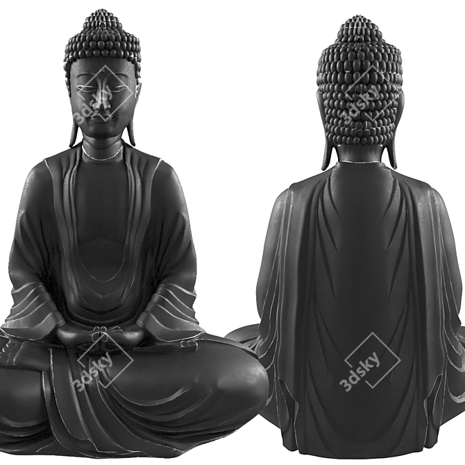 Zen Sitting Buddha Statue 3D model image 2