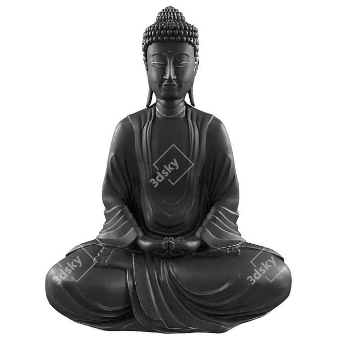 Zen Sitting Buddha Statue 3D model image 5