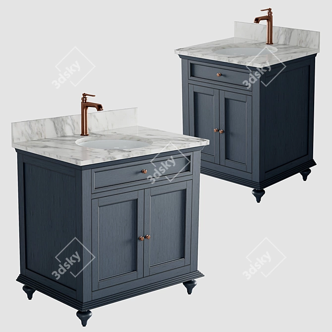 Vintage Navy Blue Keller Double Vanity 3D model image 2