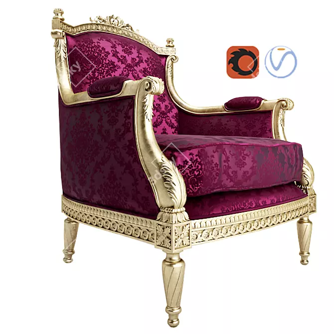 Elegance Reimagined: Luxe Armchairs 3D model image 1