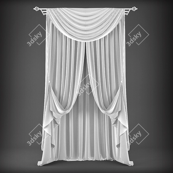 Elegant Polys Curtains 3D model image 2