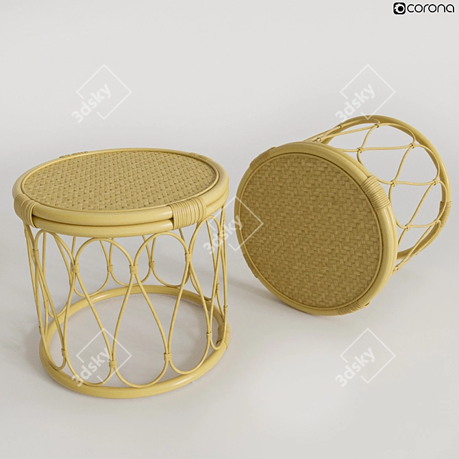 Rattan Bedside/Sofa Table - Malu 3D model image 1