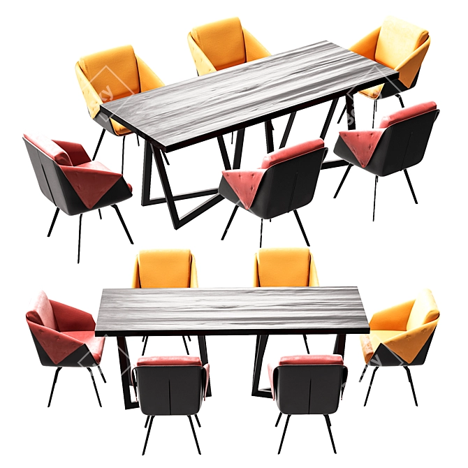 Modern 4union Dining Set 3D model image 1
