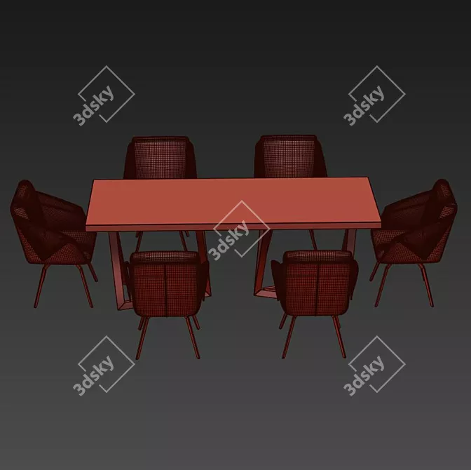Modern 4union Dining Set 3D model image 3